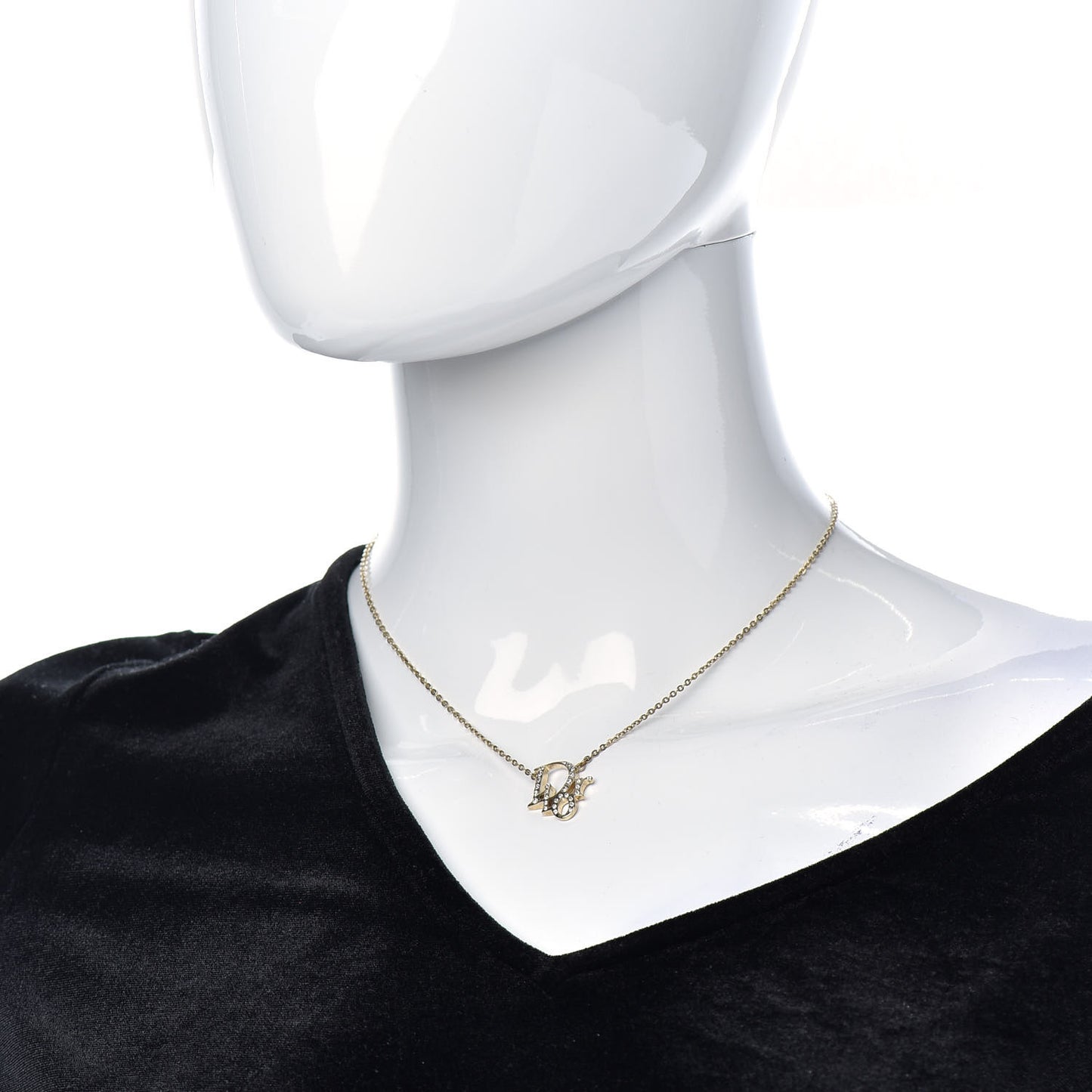 Crystal Logo Necklace Gold