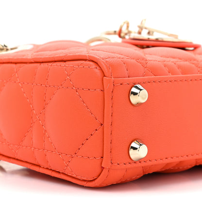 Christian Dior Lambskin Cannage Micro Lady Dior Orange 9 of 9