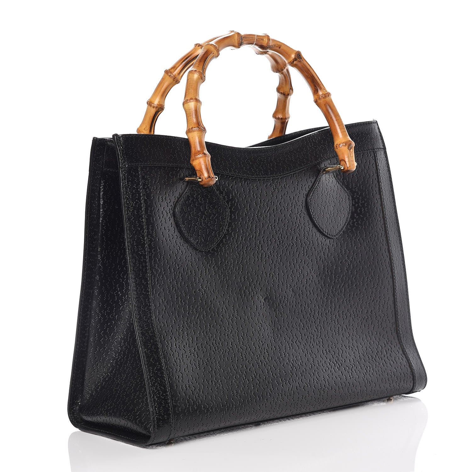Gucci Calfskin Bamboo Top Handle Tote Black 3 of 11