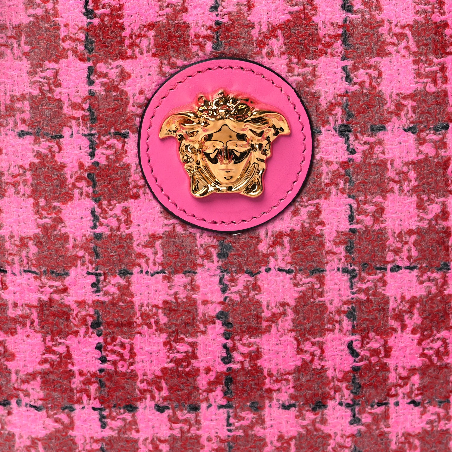 Versace Calfskin Tweed Vinyl Medusa Small Top Handle Crossbody Bag Pink 6 of 8