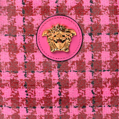 Versace Calfskin Tweed Vinyl Medusa Small Top Handle Crossbody Bag Pink 6 of 8