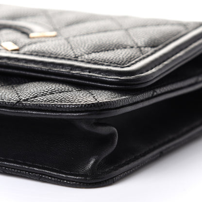 Chanel Caviar Quilted CC Filigree Wallet On Chain WOC Black 11 of 11