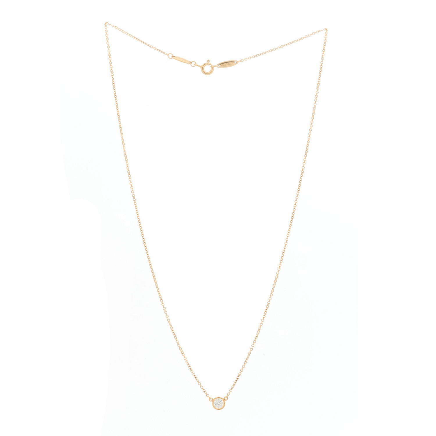 Tiffany 18K Rose Gold Diamond .24ct Elsa Peretti Diamonds by the Yard Pendant Necklace 3 of 6