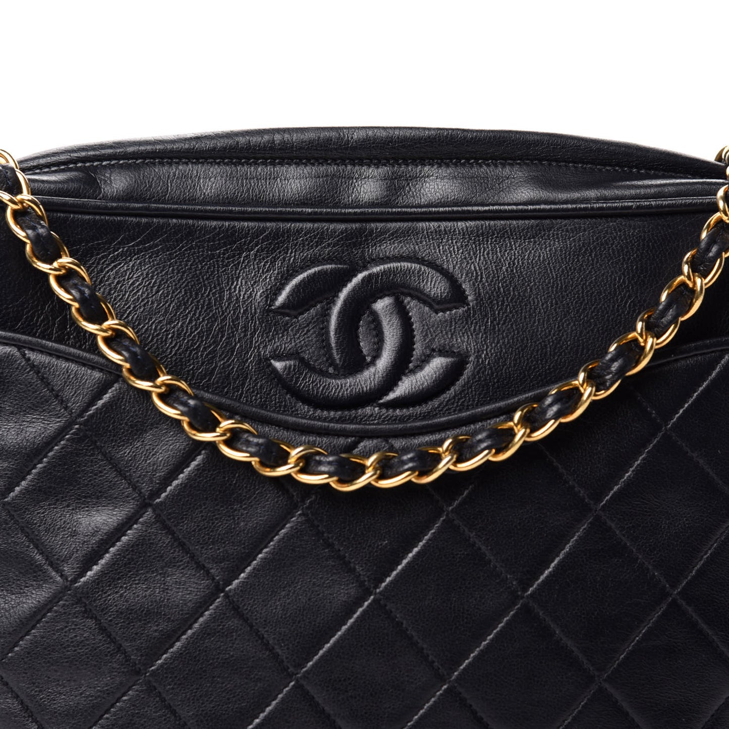 Lambskin Quilted CC Tassel Camera Case Navy