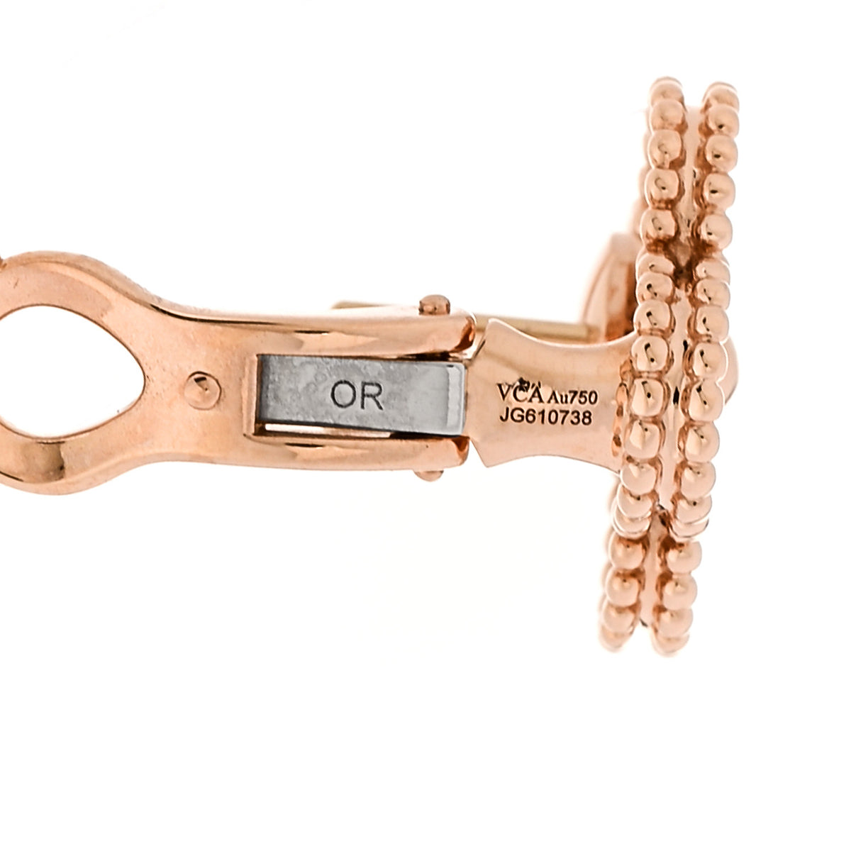 Van Cleef & Arpels 18K Rose Gold Diamond Vintage Alhambra Earrings 4 of 5