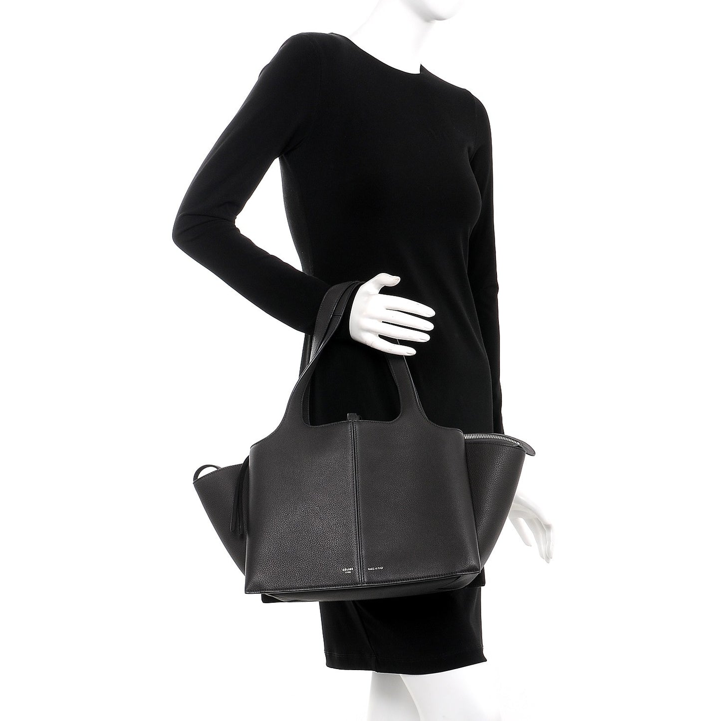 Baby Grained Calfskin Small Tri-Fold Bag Anthracite