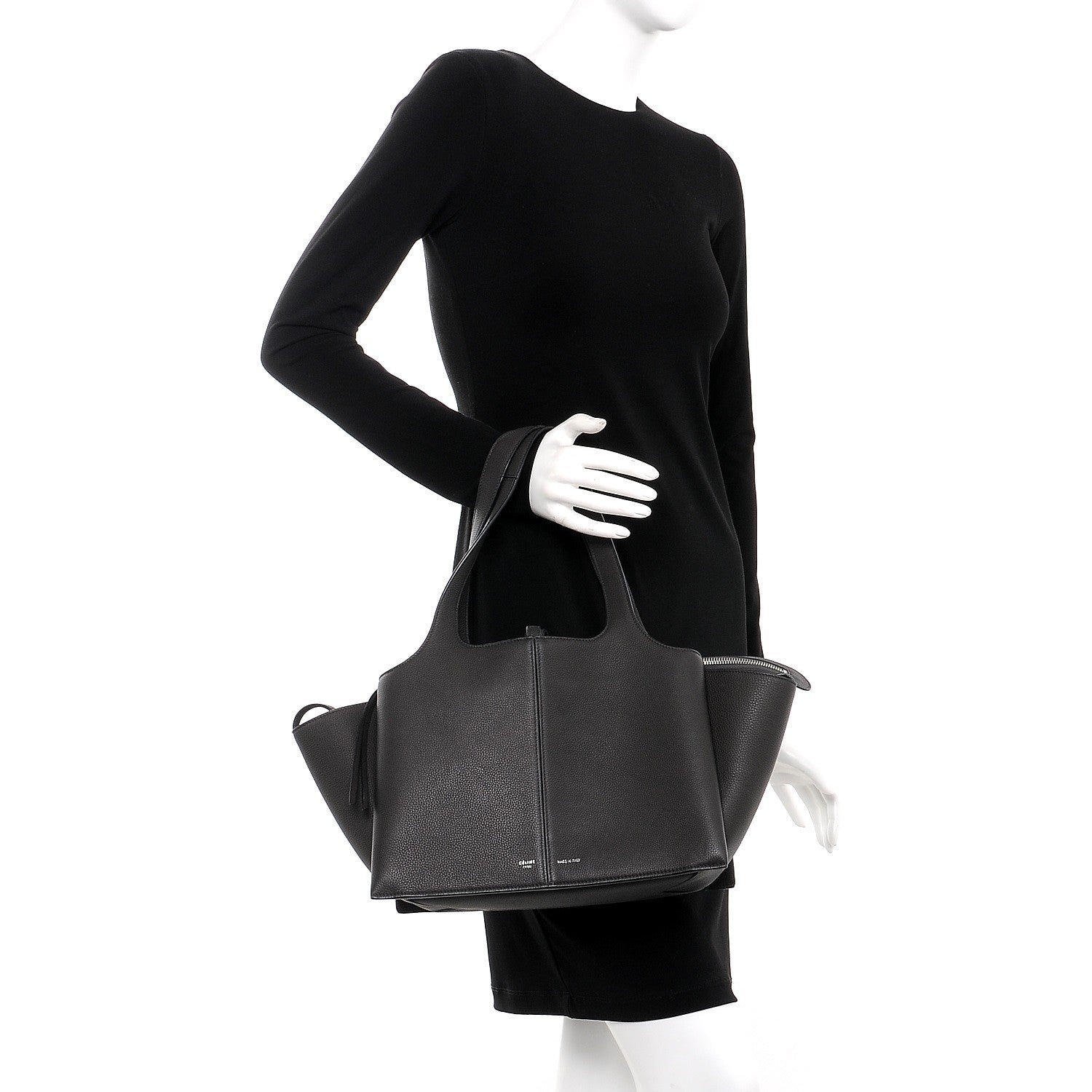 Celine Baby Grained Calfskin Small Tri-Fold Bag Anthracite 2 of 14
