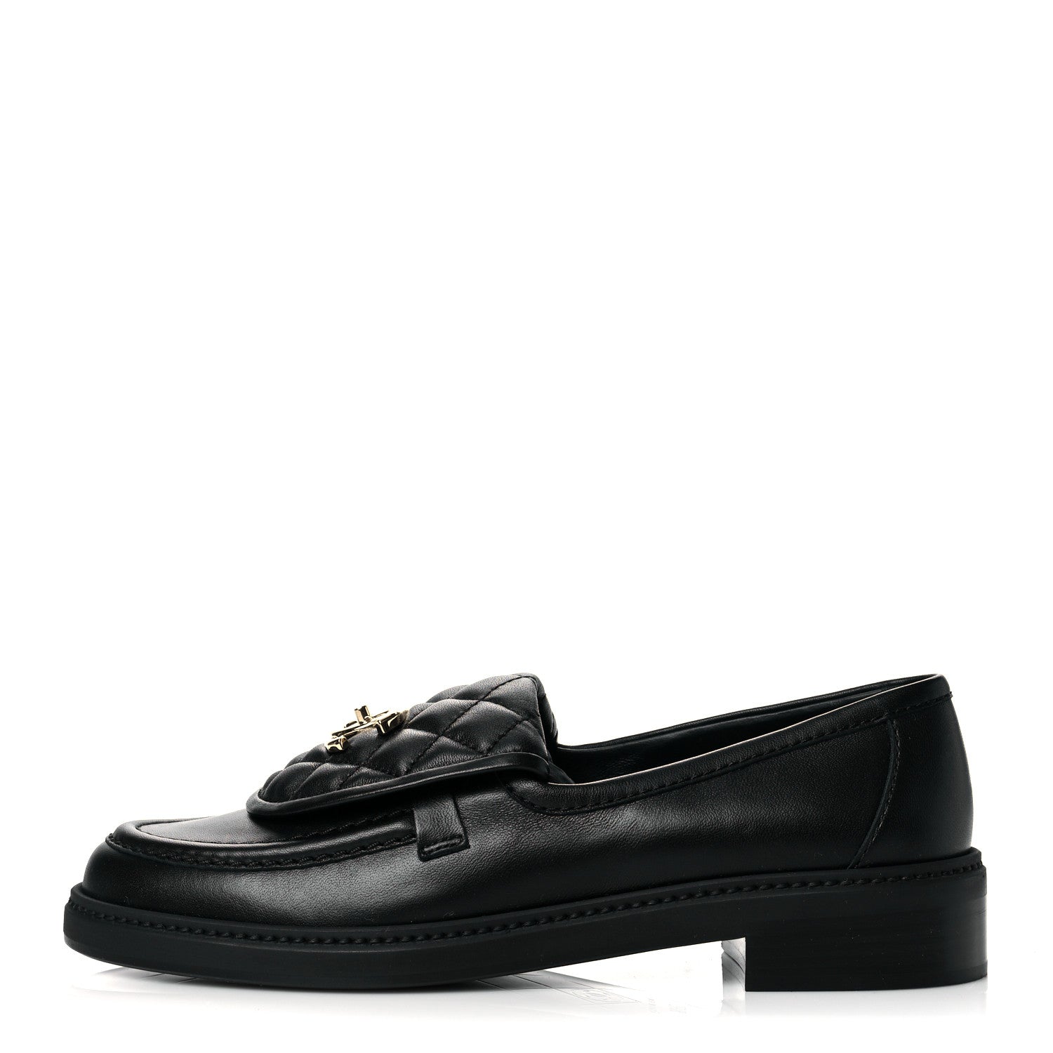 Chanel Lambskin Quilted CC Turnlock Loafers 38.5 Black 1 of 10