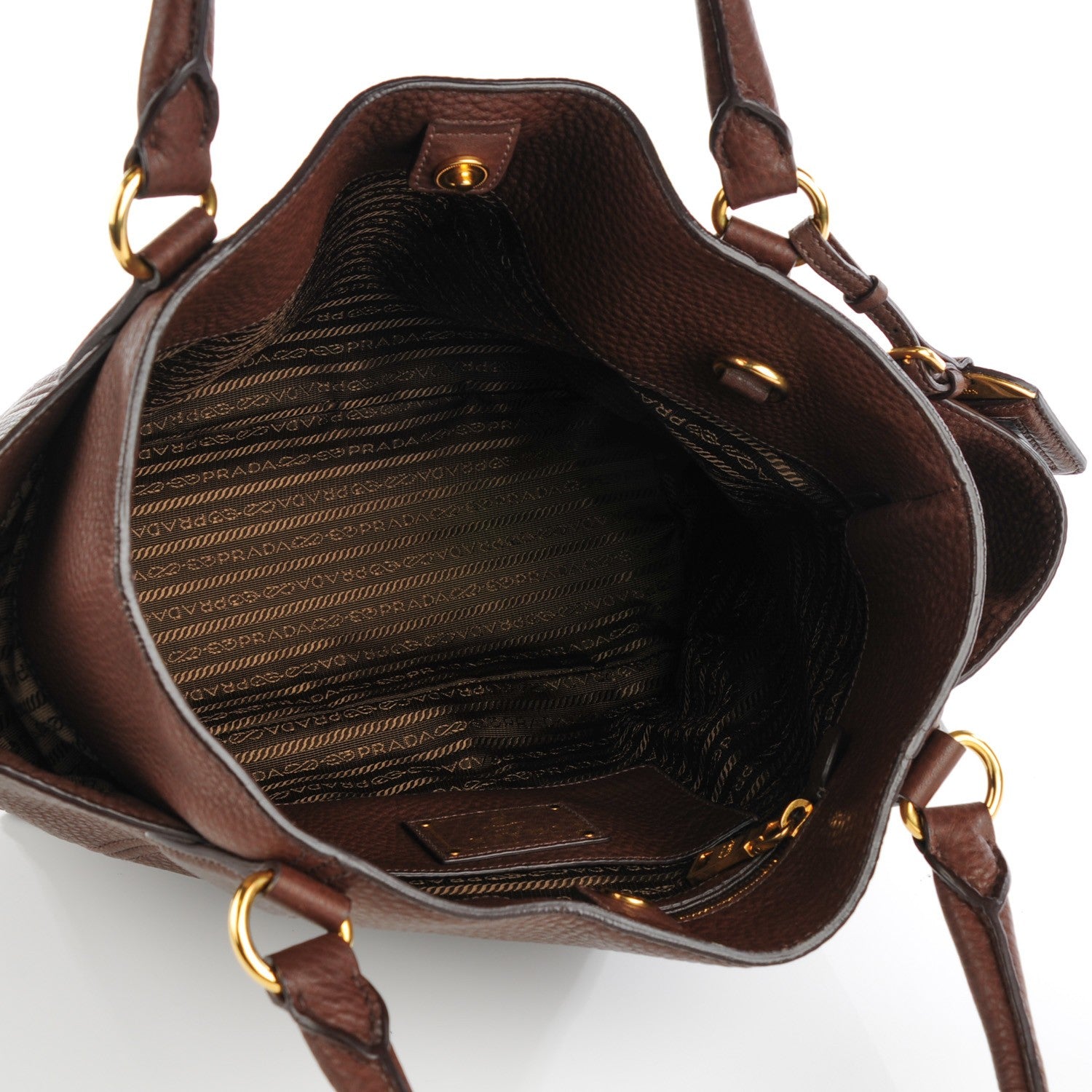 Prada Vitello Daino Double Pocket Shoulder Bag Bruciato 5 of 9