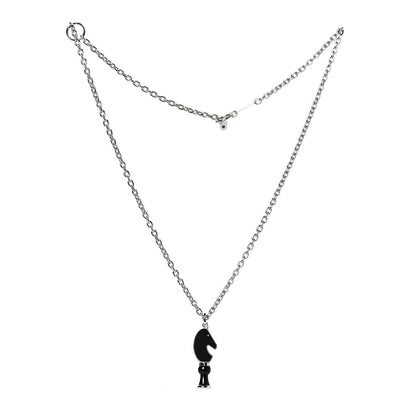 Hermes Lacquered Palladium Cavalier Necklace Black 3 of 7