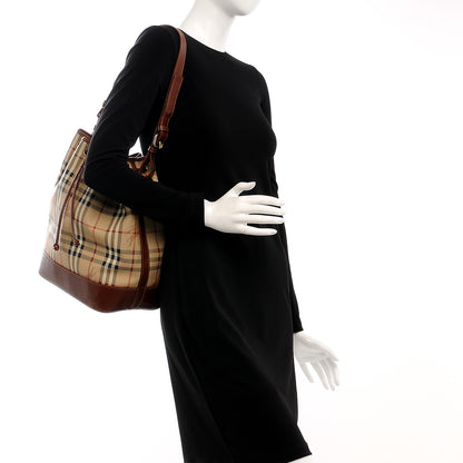 Burberry Haymarket Check Drawstring Bucket Bag Brown 2 of 11