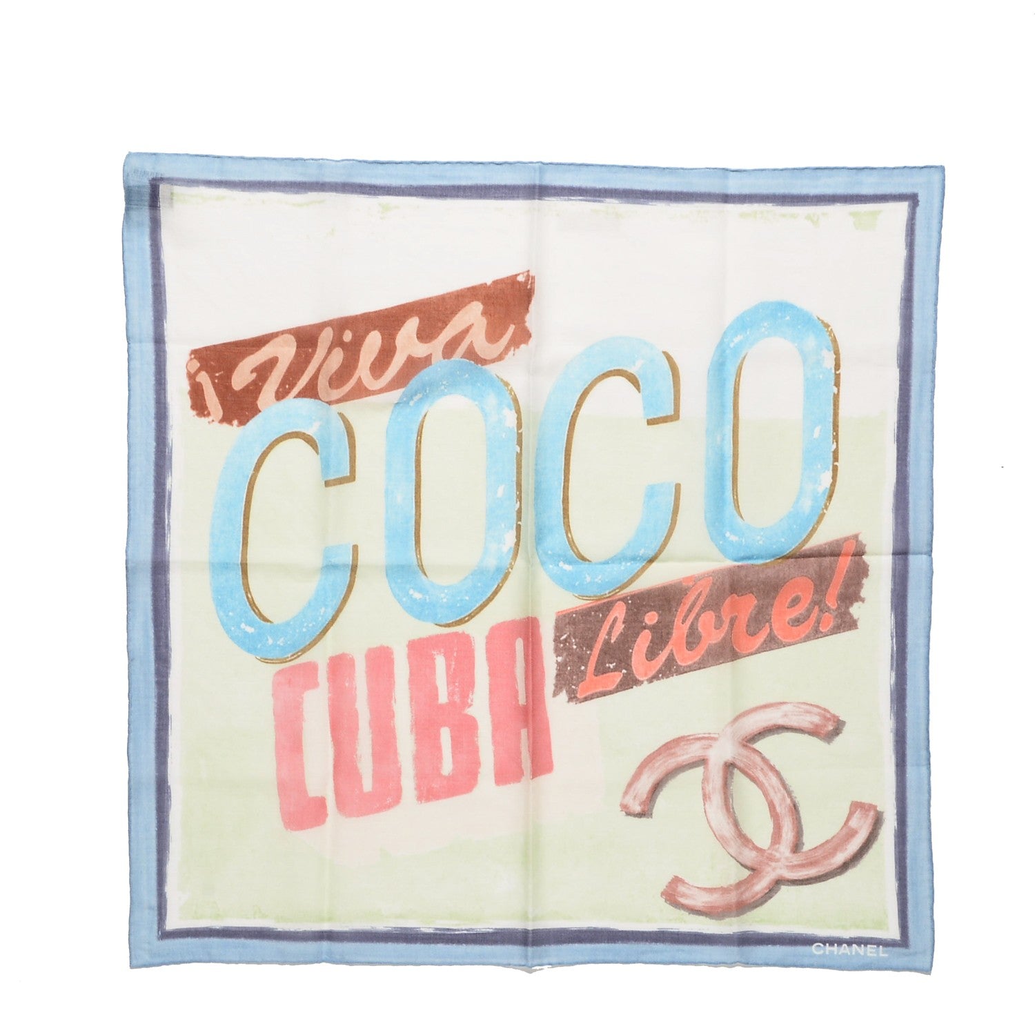 Chanel Cotton Coco Cuba Square Scarf Green 1 of 4