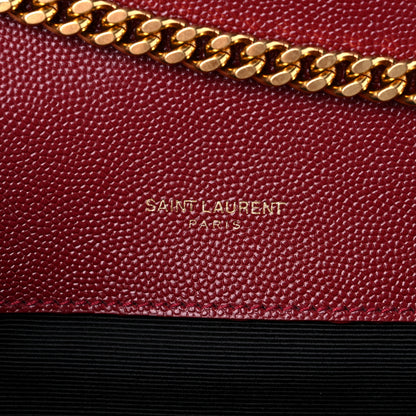 Saint Laurent Grain De Poudre Textured Mixed Matelasse Triquilt Small Monogram Satchel Red 7 of 13