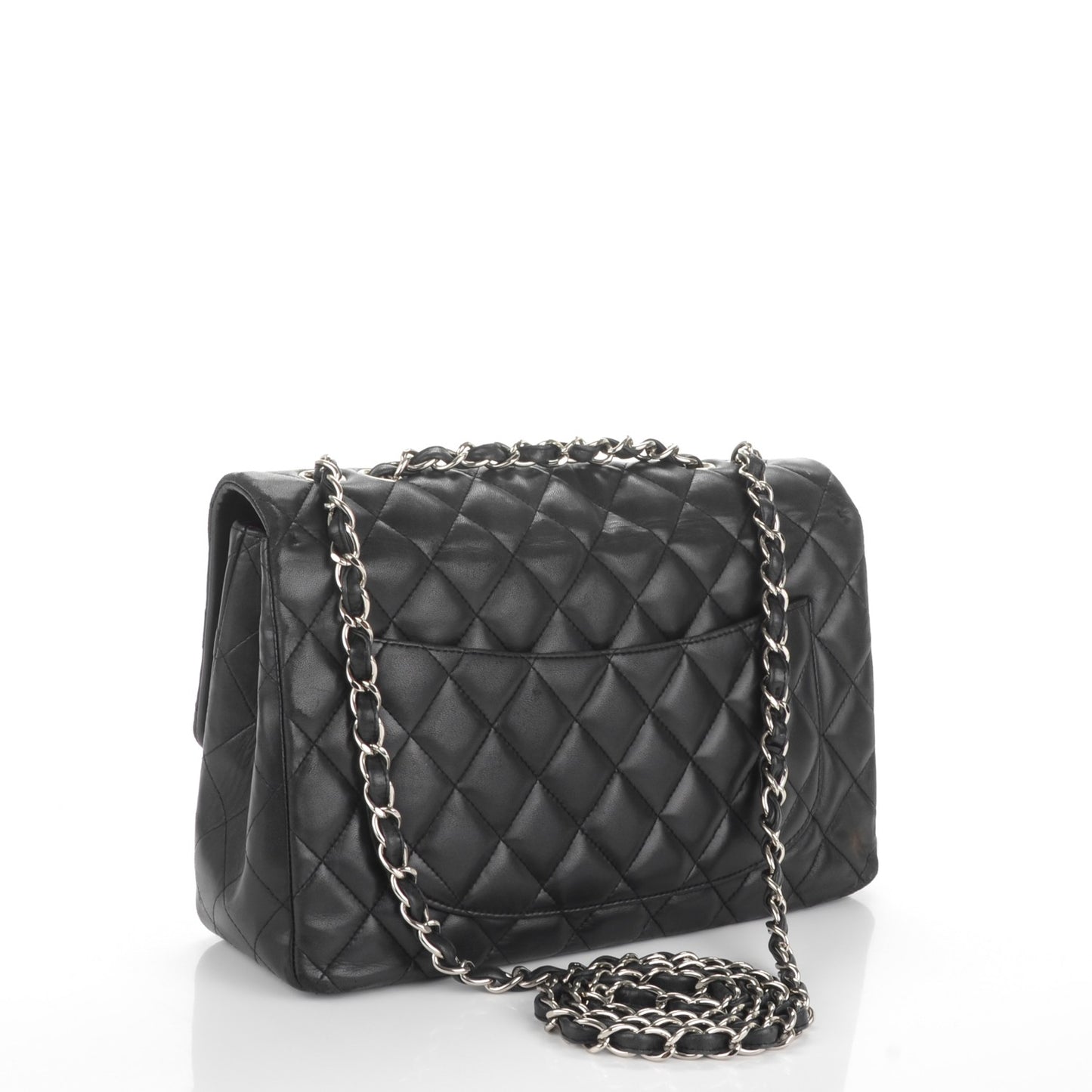 Lambskin Quilted Jumbo Single Flap Black