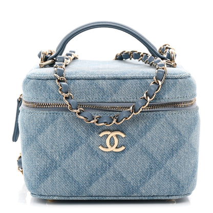 Chanel Denim Quilted Small CC Vanity Case Blue 1 of 10