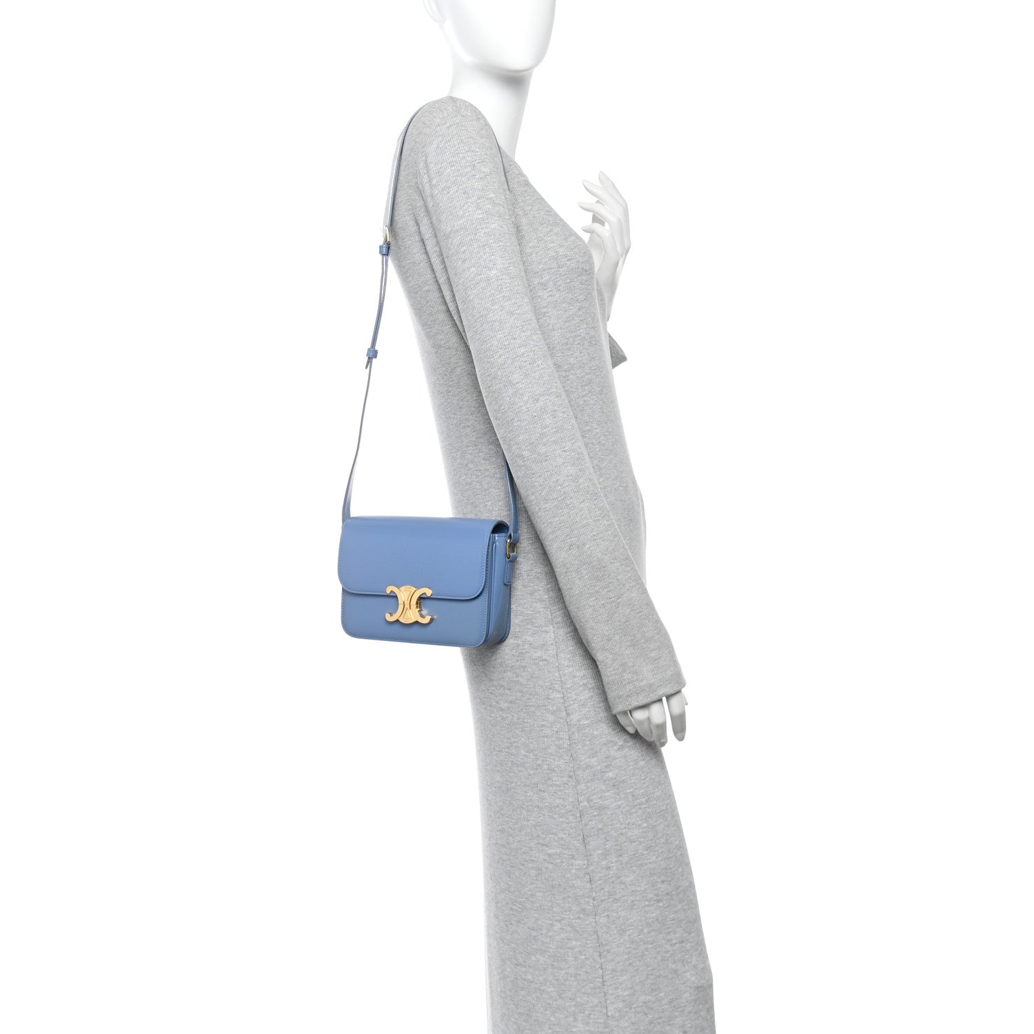Celine Shiny Calfskin Teen Triomphe Azure 2 of 10