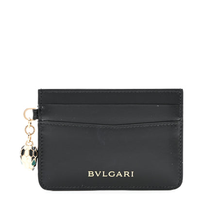 Bulgari Serpenti Calfskin Card Holder Black Emerald Green 1 of 8