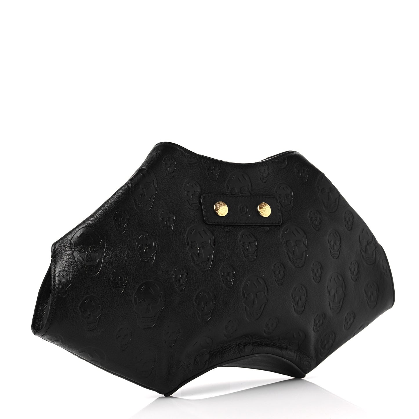 Calfskin Skull Embossed De Manta Clutch Black