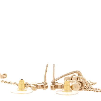 Chanel Metal Crystal CC Chain Cuff Earrings Gold 3 of 5