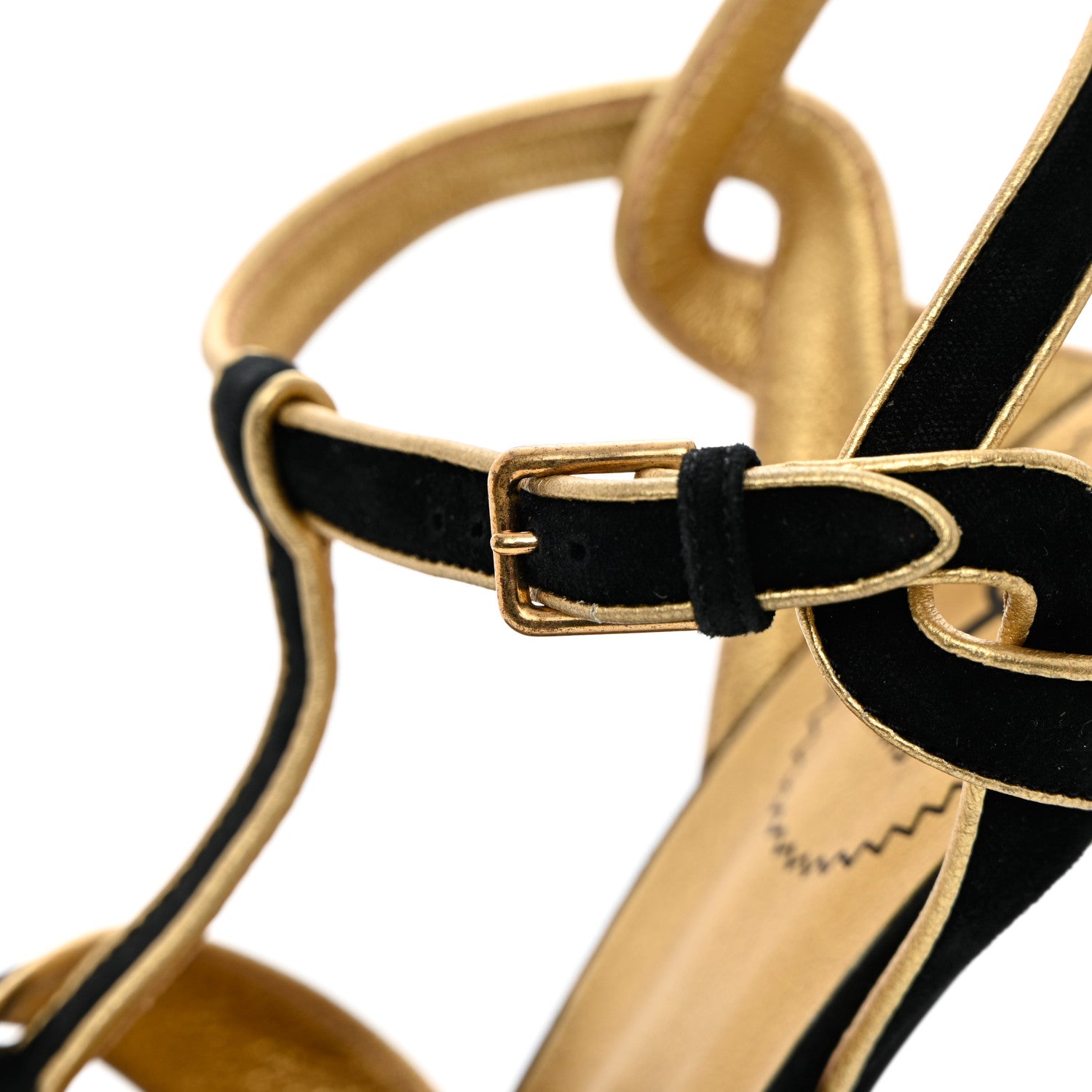 Saint Laurent Suede Tribute 105 Platform Sandals 38.5 Black Gold 10 of 11