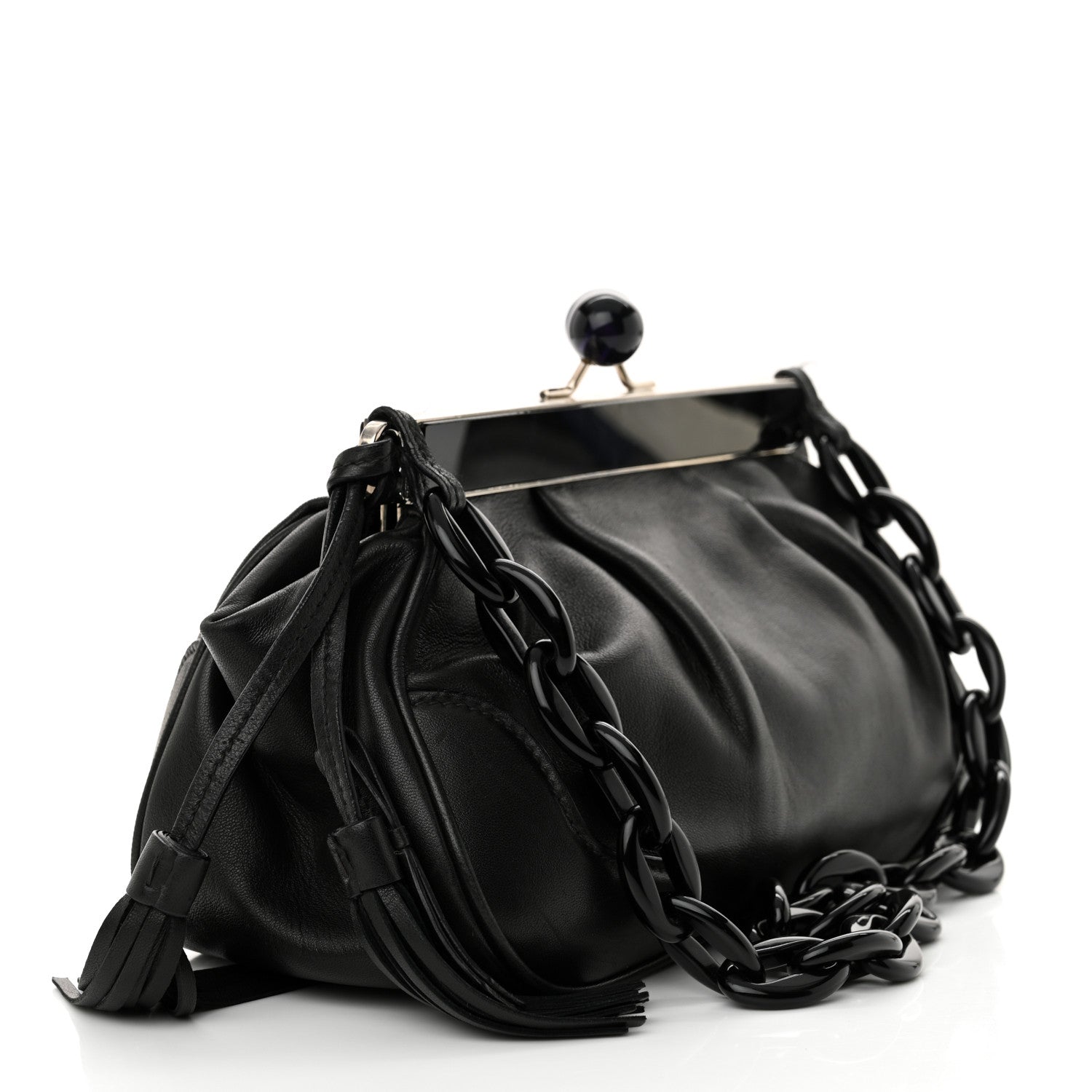 Prada Nappa Kisslock Small Frame Shoulder Bag Black 3 of 13