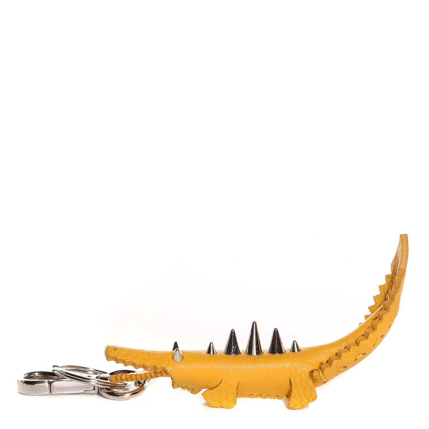 Calfskin Gator Charm Key Fob Yellow