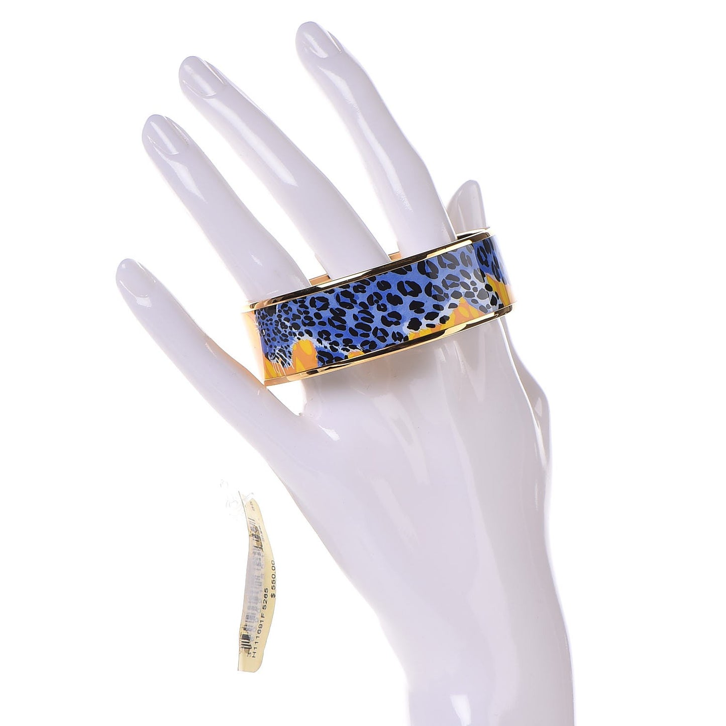 Enamel Printed Wide Jungle of Eden Wide Bracelet 65 Pollen Azur