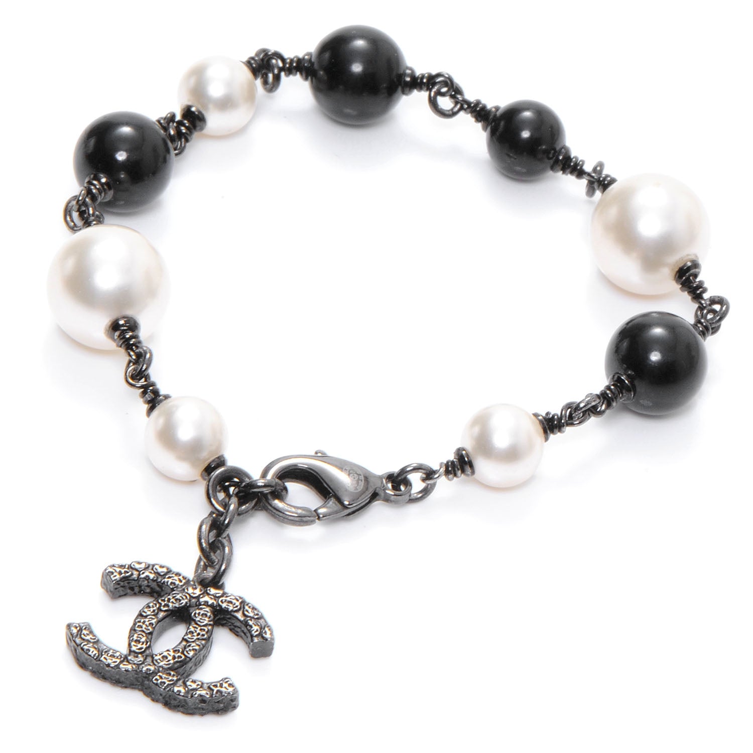 Chanel Pearl Beaded Camellia CC Bracelet 1 of 5