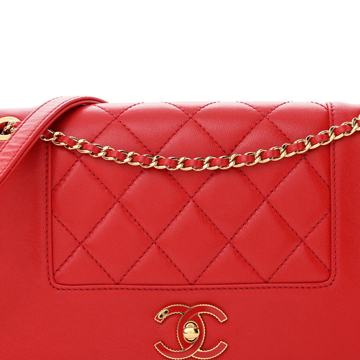Chanel Sheepskin Quilted Medium Vintage Mademoiselle Flap Red 8 of 12
