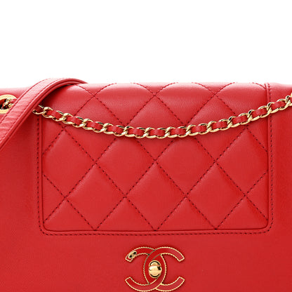 Chanel Sheepskin Quilted Medium Vintage Mademoiselle Flap Red 8 of 12