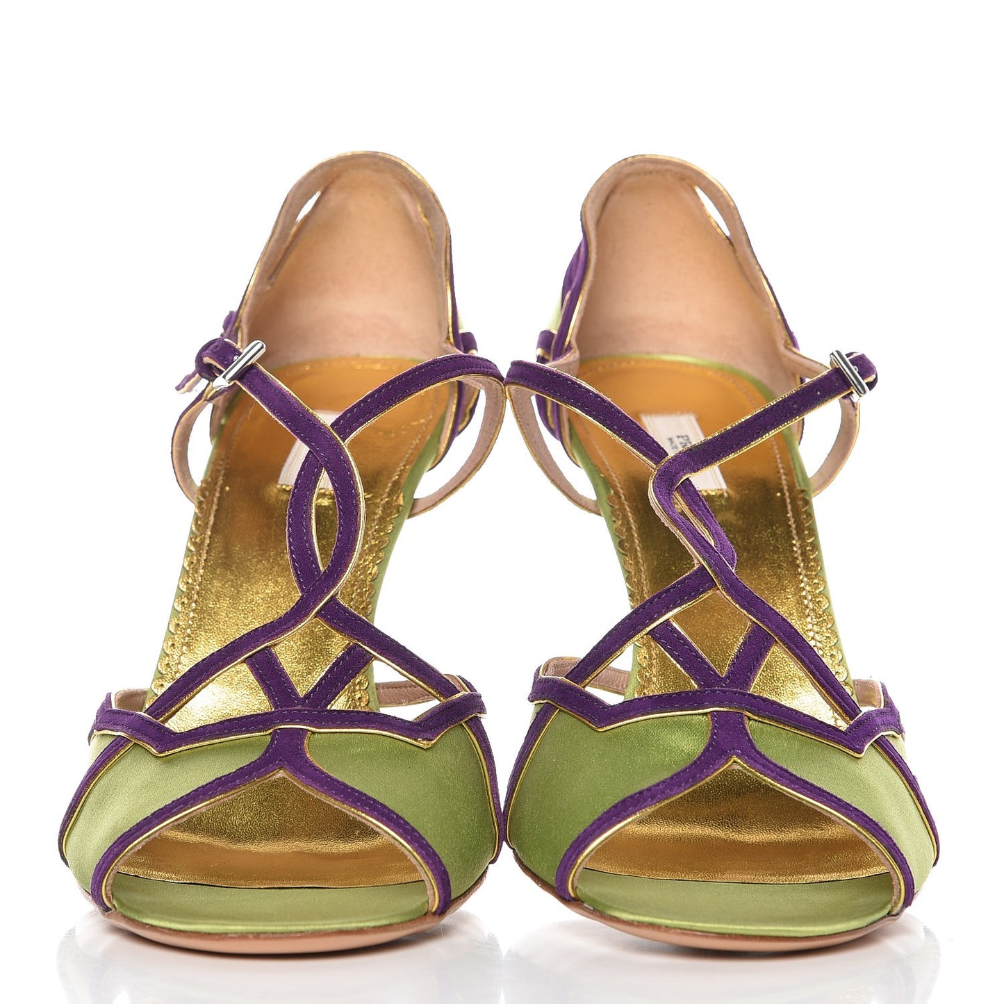 Satin Suede Strappy Sandals 40 Green