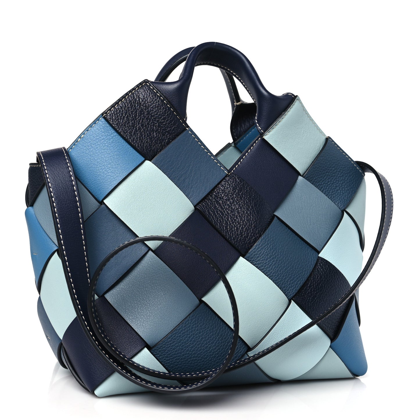 Calfskin Woven Small The Surplus Collection Basket Bag Steel Crystal