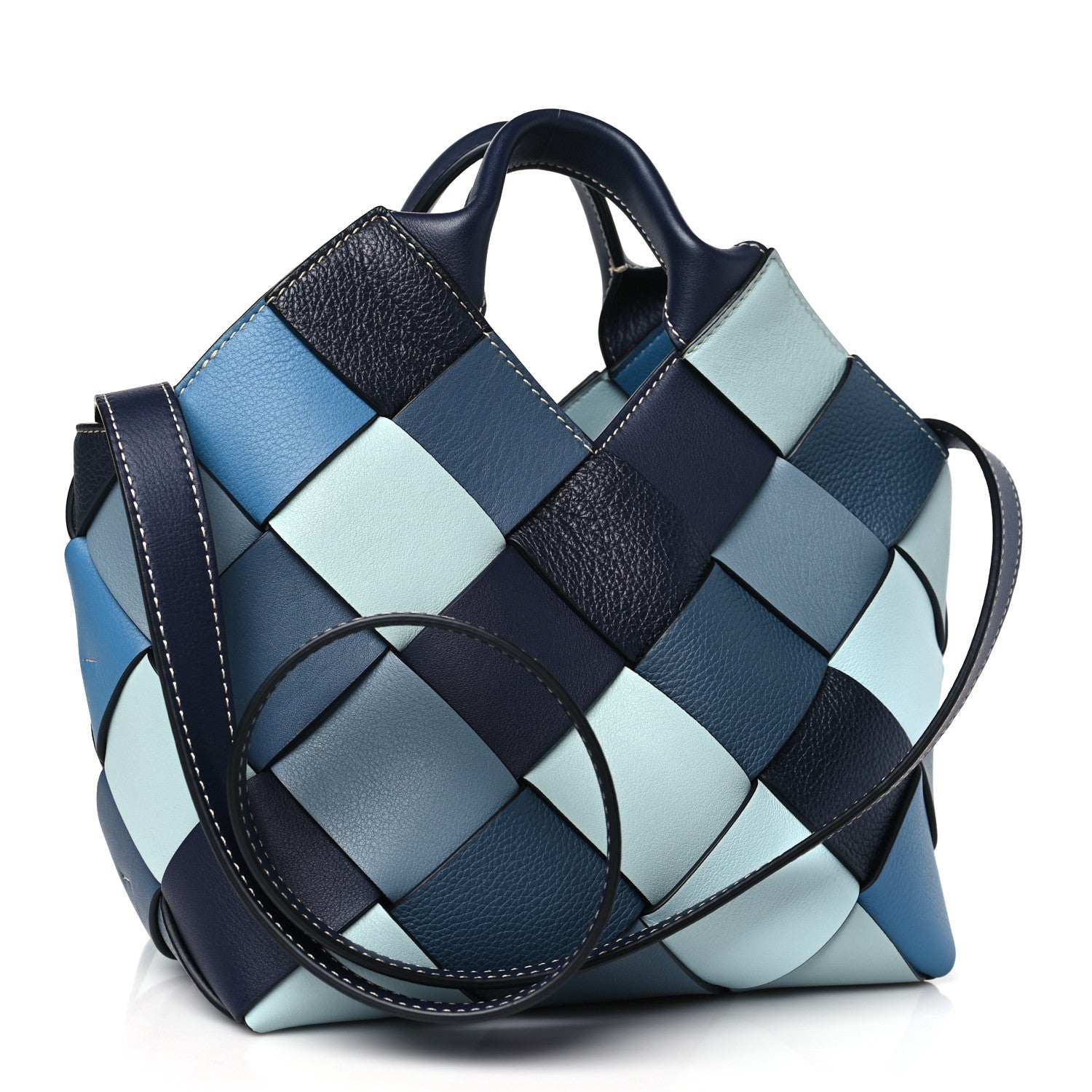 Loewe Calfskin Woven Small The Surplus Collection Basket Bag Steel Crystal 3 of 9