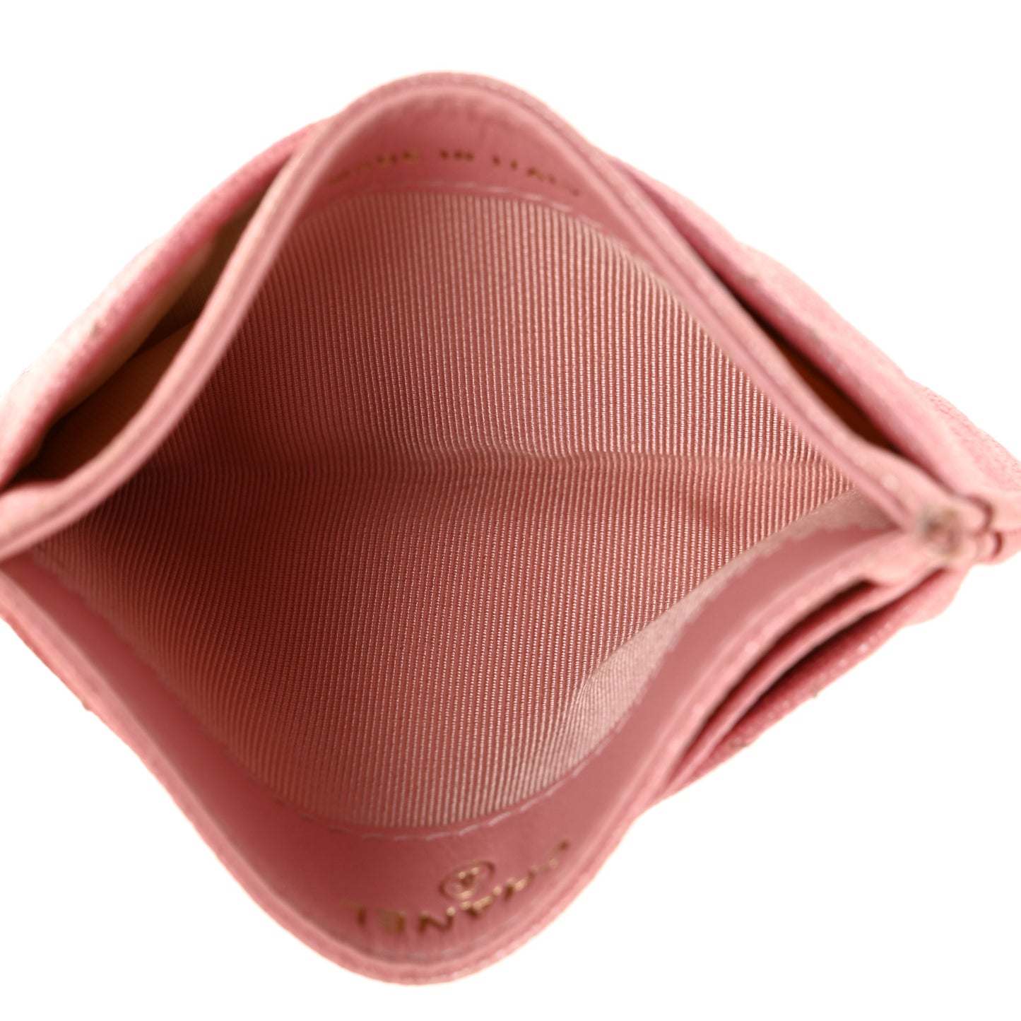 Iridescent Caviar Quilted Card Holder Pink