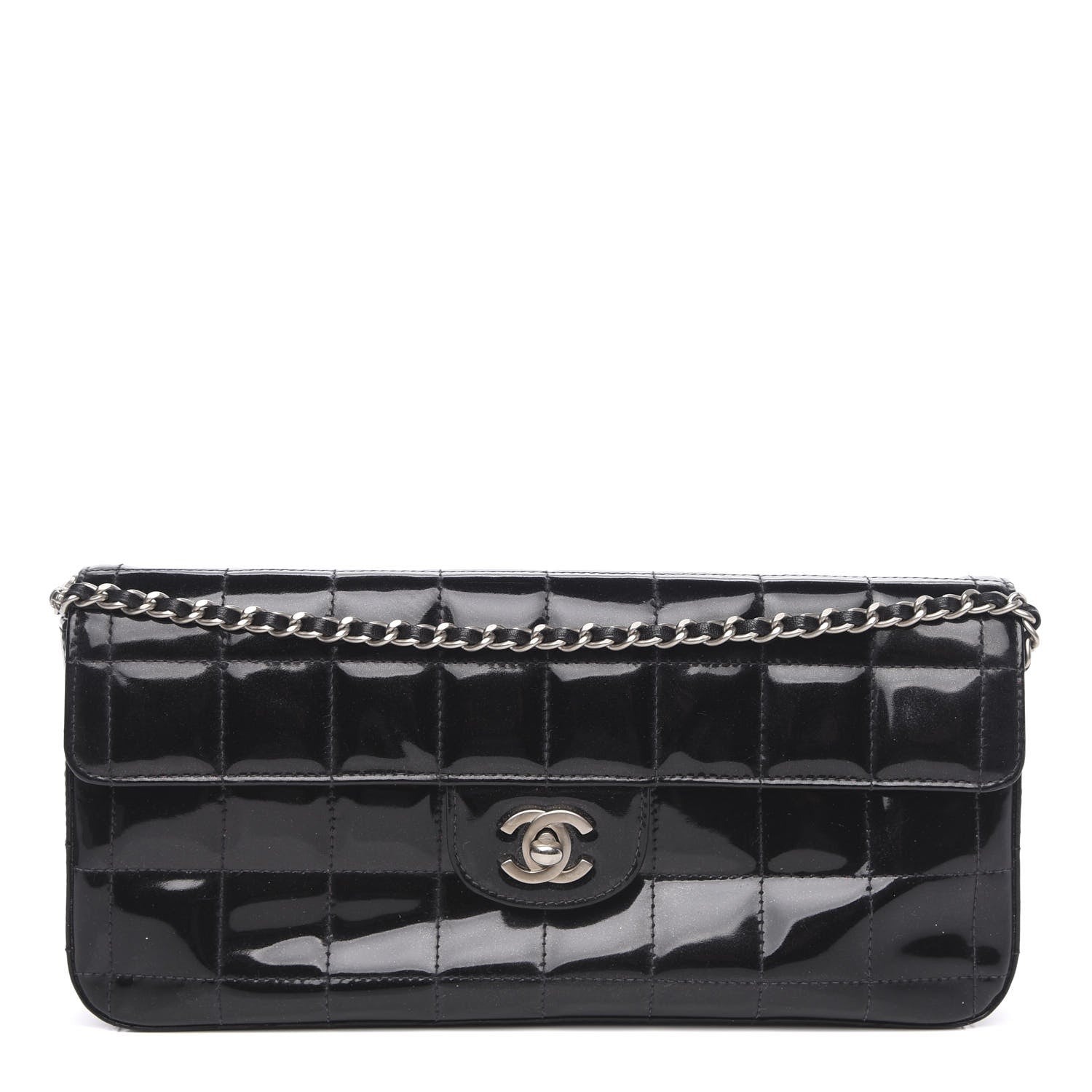Chanel Patent Quilted East West Chocolate Bar Flap Black 1 of 14