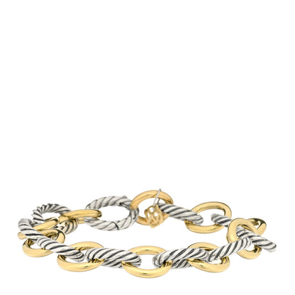 David Yurman Sterling Silver 18K Yellow Gold 12mm Large Oval Link Bracelet 1 of 3