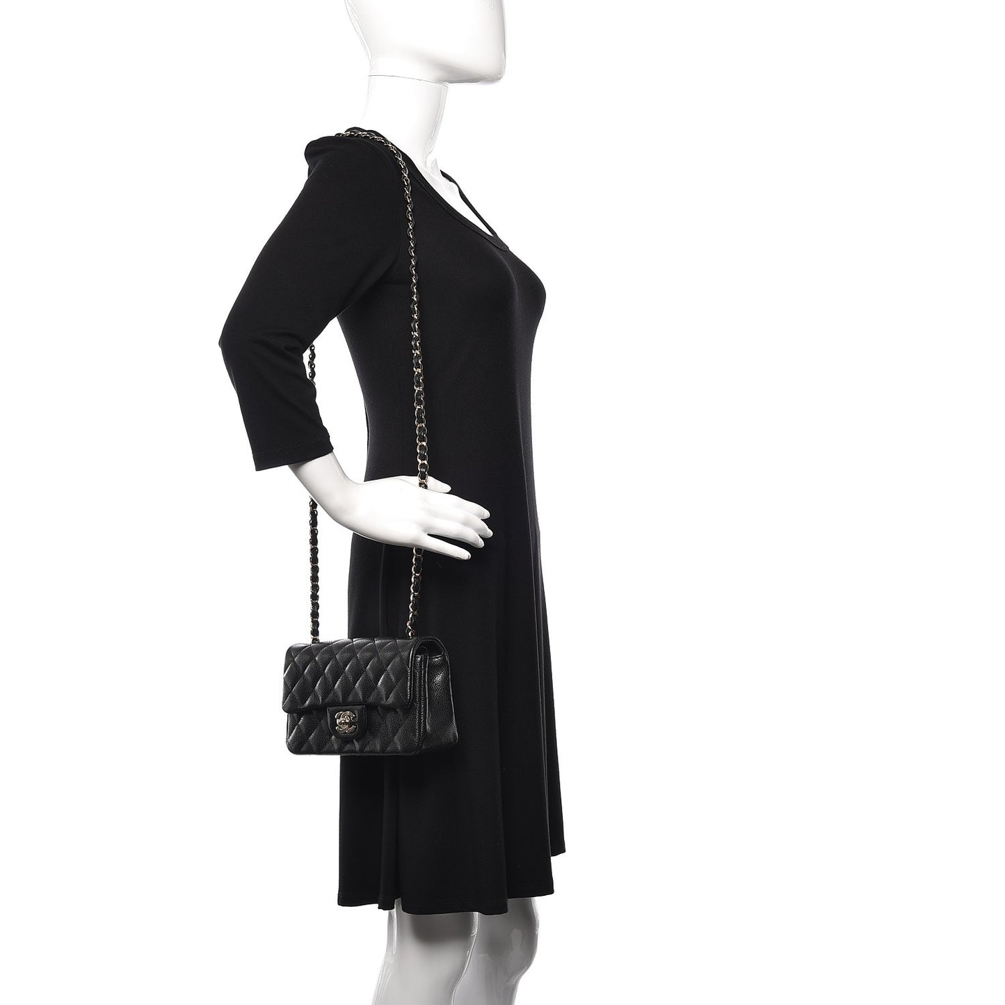 Caviar Quilted Mini Rectangular Flap Black