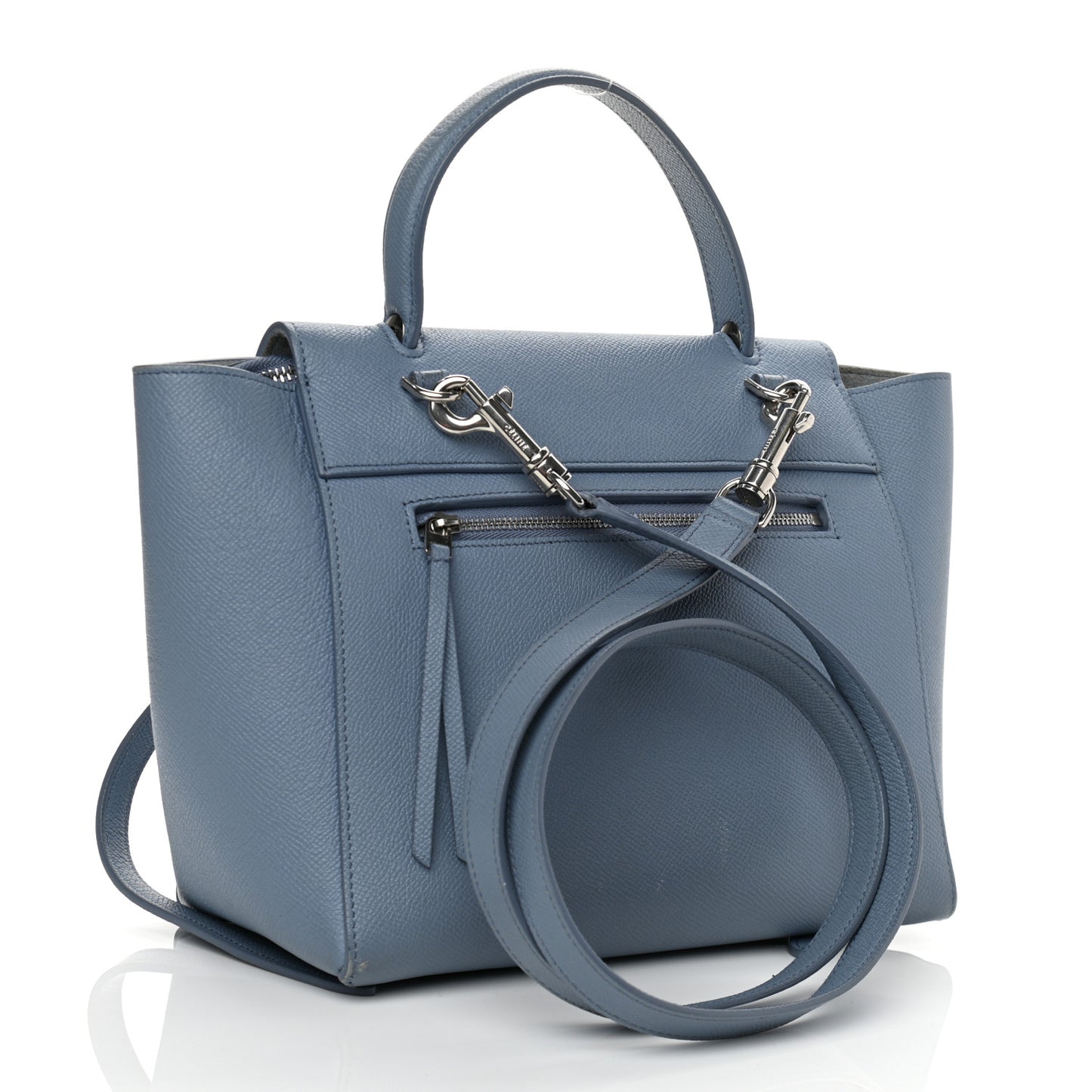 Grained Calfskin Micro Belt Bag Washed Blue