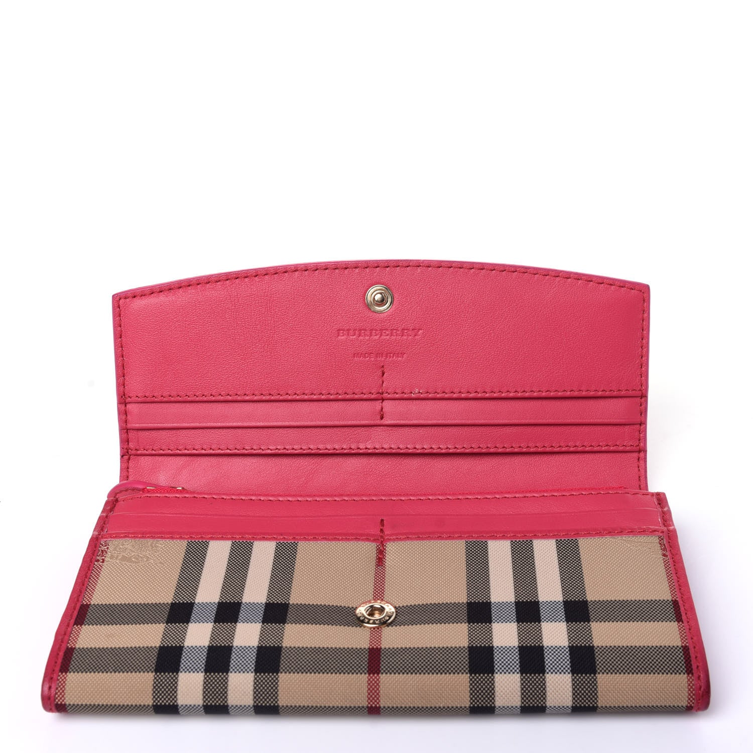 Burberry Calfskin Horseferry Check Porter Continental Wallet Crimson Pink 9 of 10