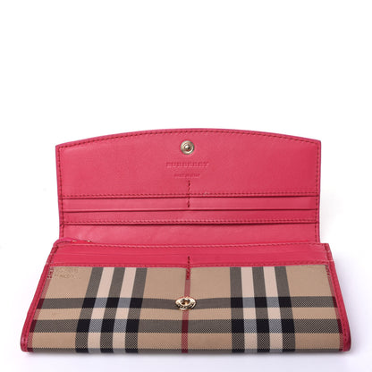 Burberry Calfskin Horseferry Check Porter Continental Wallet Crimson Pink 9 of 10