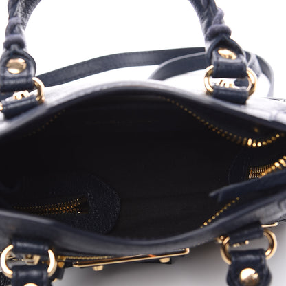 Balenciaga Chevre Gold Metallic Edge Hardware Nano City Bleu Nuit Dark Sea 4 of 8