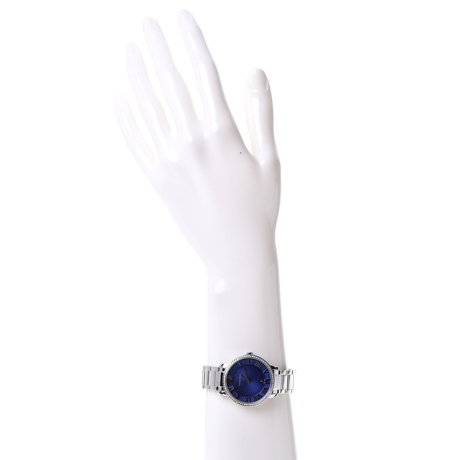 Tiffany Stainless Steel Diamond Bezel 31mm Atlas 2-Hand Quartz Watch Blue Azure 2 of 10