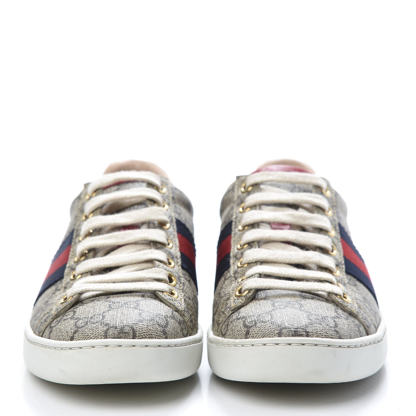 GG Supreme Monogram Womens Ace Low-Top Sneaker 35 Beige
