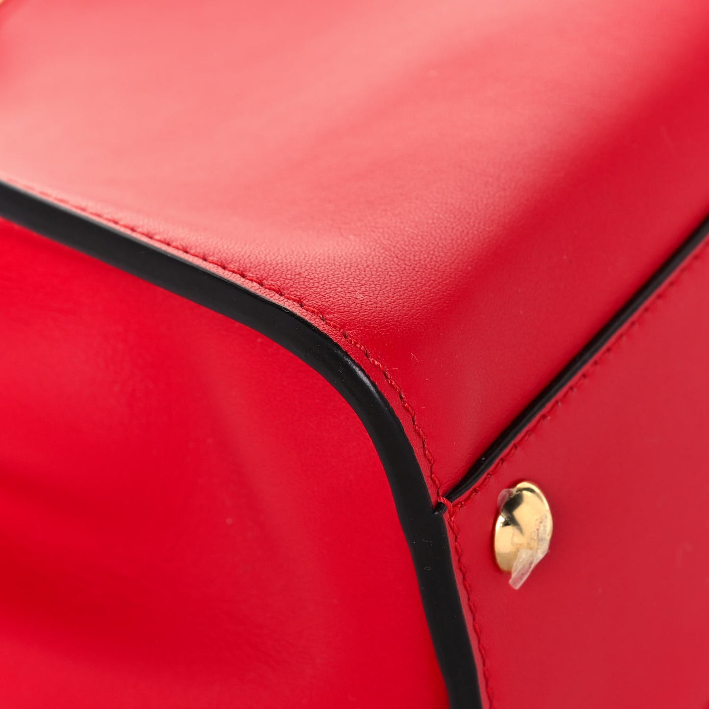 Vitello Seta Canvas FF Embroidered Mini Peekaboo Iconic Satchel Rosso Cardinale Multicolor