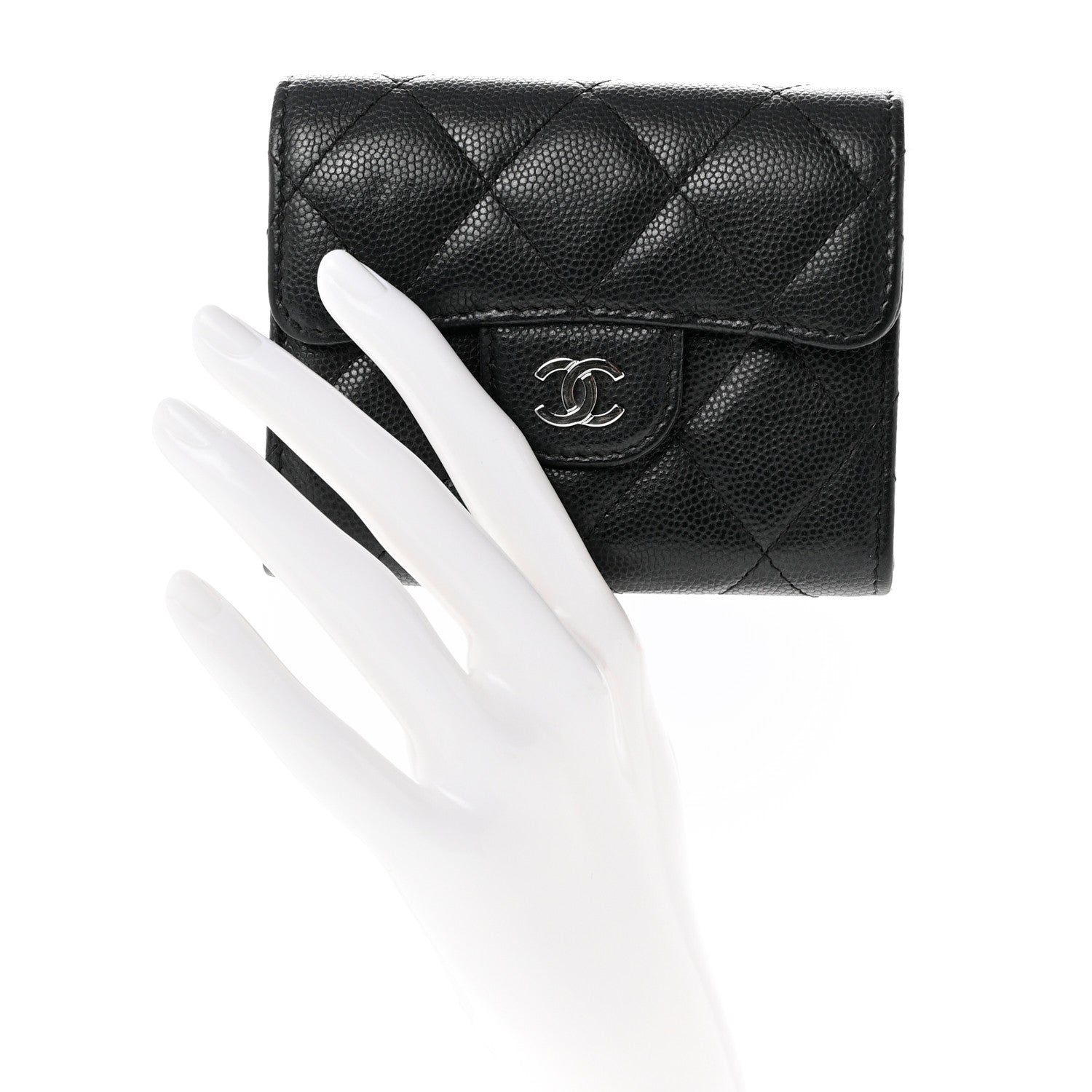 Chanel Caviar Quilted Flap Card Holder On Chain Black 2 of 8