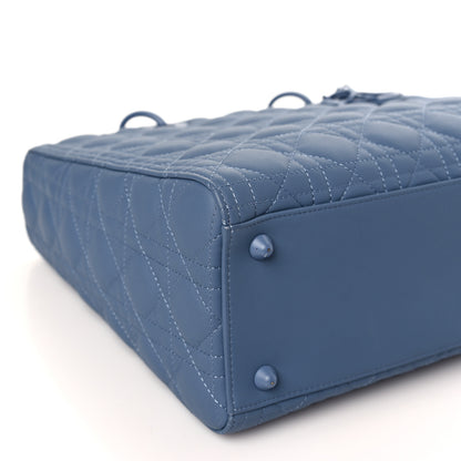 Christian Dior Ultra Matte Calfskin Cannage Large Lady Dior Denim Blue 8 of 9