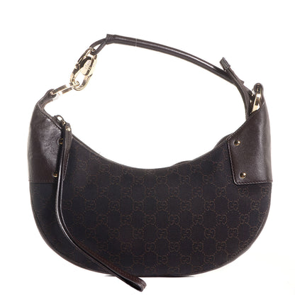 Gucci Denim Monogram Half Moon Hobo Dark Brown 1 of 7
