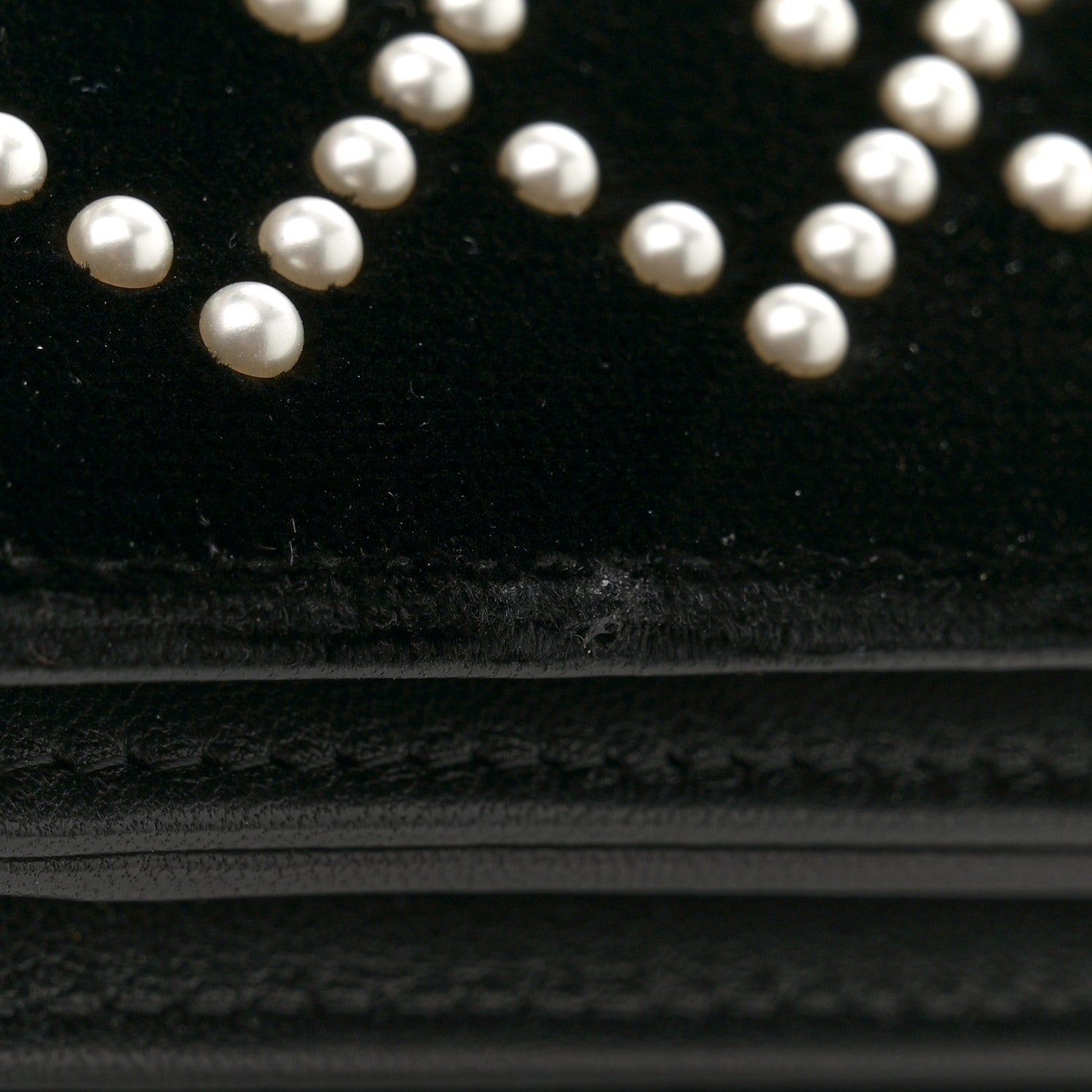 Chanel Velvet Pearl Diamond Embellished Wallet On Chain WOC Black 11 of 12