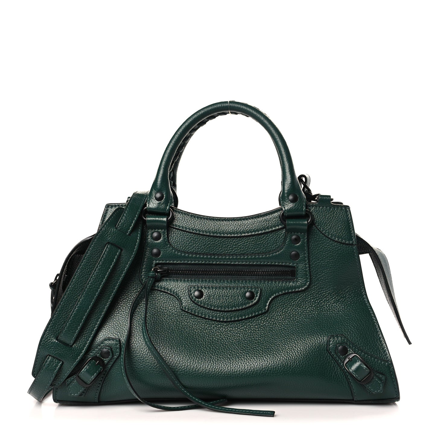 Grained Calfskin Neo Classic Matte Black Hardware S City Forest Green