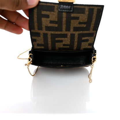 Fendi Fabric Jacquard FF 1974 Nano Baguette Charm Tobacco Moro Black 4 of 7